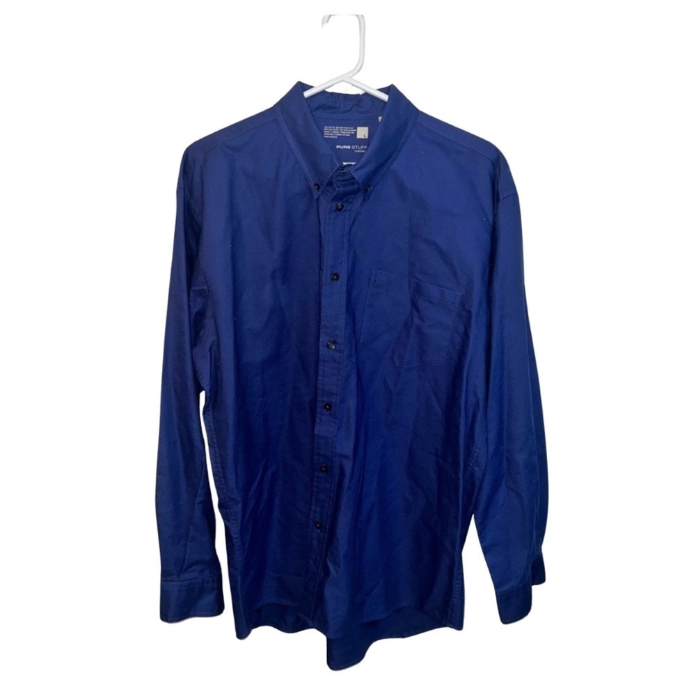 Pure Stuff by Nordstrom Men’s Dress Shirt, Navy Blue, Size Large, 30” Length